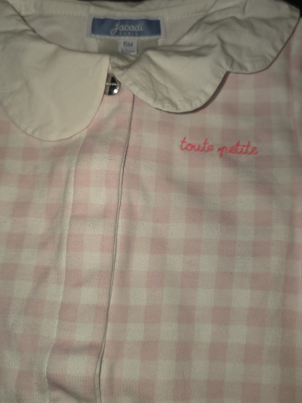 Jacadi Pink Gingham Footed One-Piece-6 Months NWOT - Picture 3 of 8